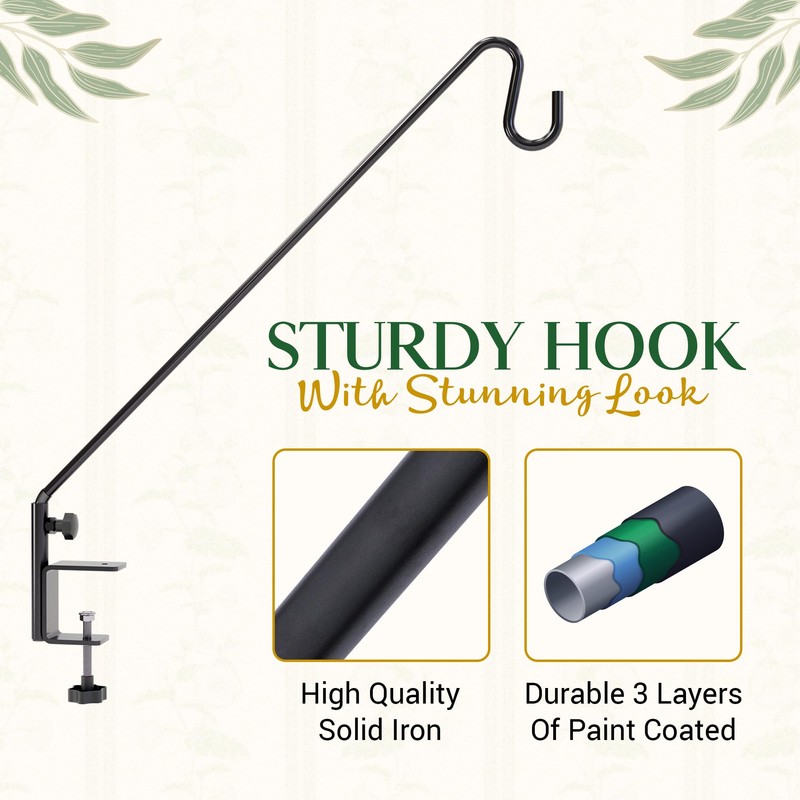 Idzo Deck Bird Feeder Hanger for Railing, 28inch Deck Hook