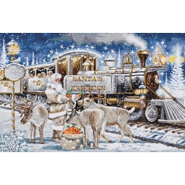 Luca-S Cross Stitch Kit Gold - Santa’s Express White, BU5038, Counted Cross Stitch Kit for Adults, Needlecraft and Embroidery Kit