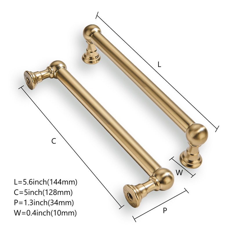 khtumeware 10 Pack 5 Inch Hole Center Brushed Brass Cabinet