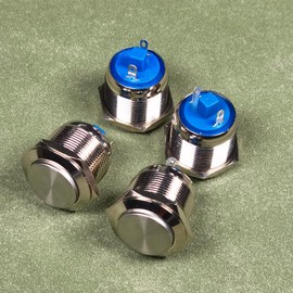 Gebildet 19 mm High Head SPST Momentary Push Button Waterproof, Self-Resetting Stainless Steel Push Button, Solder Pin Connections DC 6V/12V/36V/48V, AC 110V/230V 3A, 1NO