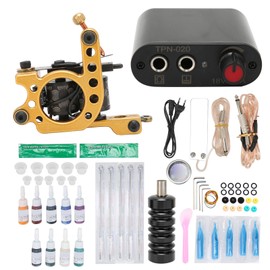 Coil Tattoo Machine Foot Pedal Power Supply Clip Cord Practice Tattoo Ink Novice Tattoo Kit (90‑265V)EU Plug