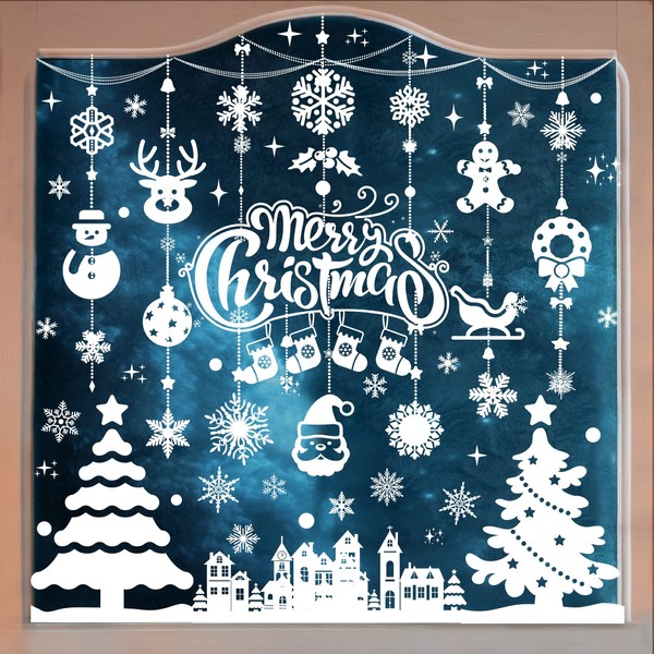 RMMD Christmas Window Stickers Decorations 10 Sheets Christmas Scene Xmas