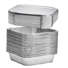 8x8 Disposable Aluminum Pans With Lids - 10 Pack Foil Pans For Cooking, Baking Cakes, Roasting & Homemade Breads - Disposable Food Containers With Foil Lids