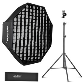 Godox 31.5" / 80cm Octagon Reflective Umbrella Grid Softbox 2m Light Stand Type-E Hot Shoe Holder Bracket Kit Compatible Octobox for Studio Photo Flash Speed Light