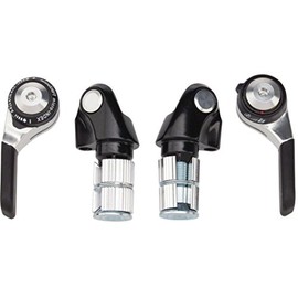 Microshift Bar End Shifter Set, 9-Speed Road, Double/Triple, Shimano Compatible, Silver