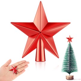 Mini Christmas Tree Topper Small Star Tree Topper Valentines Day Star Treetop for Small Valentines Ornaments Decorative Tree Star for Xmas Christmas Party(1.77 Inch,Plated Red)