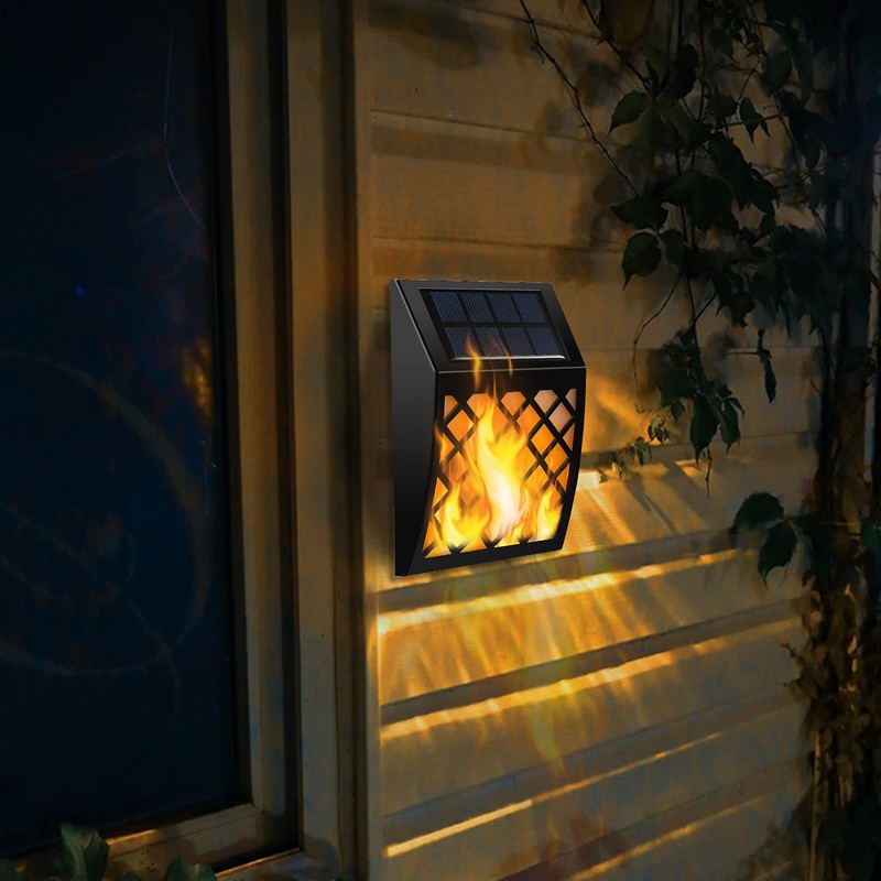Dynaming Solar Flame Wall Lights Outdoor, 8 Pack Solar Powered