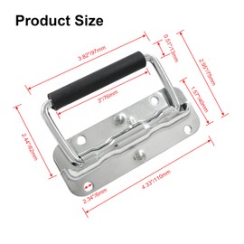 Litoexpe 2pcs Spring Loaded Handles, Silver Heavy Duty Handle, Stainless Steel Chest Handle with Rubber Grip, Surface Mount Folding Handles for Toolbox Chest Case Trunks Crates Storage Boxes