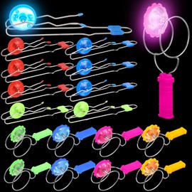 Liliful 16 Pcs Light up Gyro Wheel Retro Rail Twirlers Flashing Fidget Wheel Vintage Fidget Toy for Teens Gifts Christmas Stocking Stuffers, Wave Rail and Circular Rail