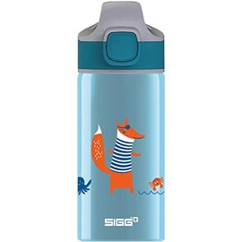 Sigg Miracle Fox Kids' Drinks Bottle (0.4 L), Lightweight Aluminium Kids' Water Bottle with Leak-Proof Lid, One Hand Children's Drink Bottle