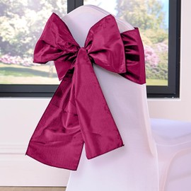Taffeta Sashes Wedding Chair Covers Hot Pink Taffeta Chair Sashes Chair Bows Chairs Decoration Party UK Vibrant Solid Colours (Hot Pink, 10 PCS)