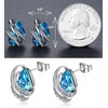 Leafael Wish Stone Stud Earrings with Aquamarine Blue Birthstone Crystal