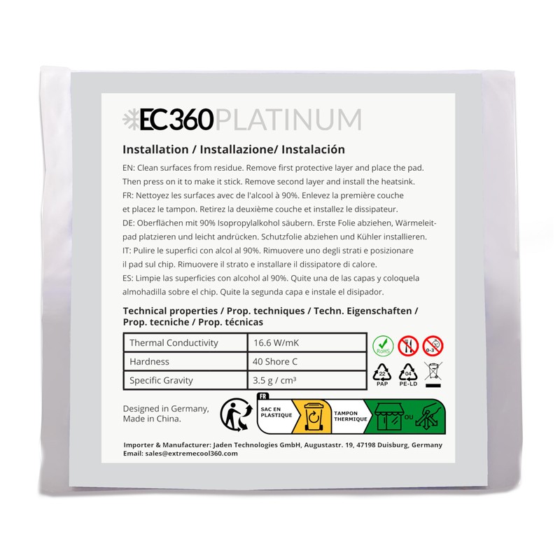 EC360® Platinum 16.6W/mK Thermal Pad 50 x 50 x 2.0