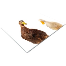 Chopping Board | Glass Chopping Boards for Kitchens | Glass Worktop Savers for Kitchen | Cutting Boards for Kitchen | Chopping Board Non Slip | Small Chopping Board | White Brown Duck Funny