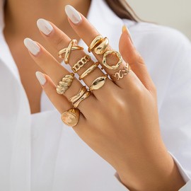 Chunky Gold Rings Set for Women Stackable Gold Rings Chunky Minimalist Solid Ring Trendy Statement Minimalist Jewelry