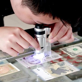 Handheld Magnifying Glass 20-40X LED Illuminated Magnifiation for Identification Collectation Porcelain Jade Jewely