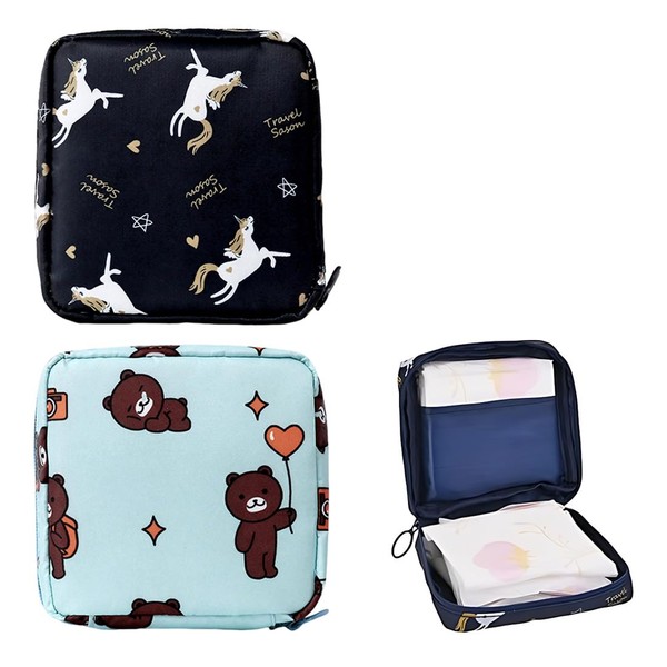 Pack of 2 Tampon Storage, Sanitary Towels Bag for Sanitary