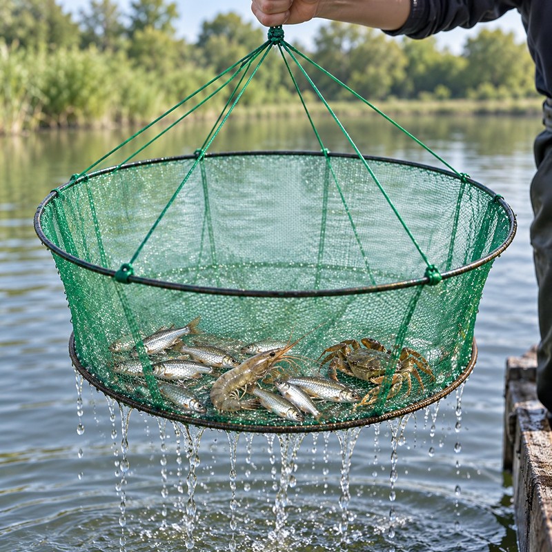 New Foldable Fishing Net 80/100cm, Hand Cast Fishing Cage with