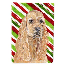 Caroline's Treasures SC9612CHF Buff Cocker Spaniel Candy Cane Christmas House Flag Large Porch Sleeve Pole Decorative Outside Yard Banner Artwork Wall Hanging, Polyester, House Size, Multicolor
