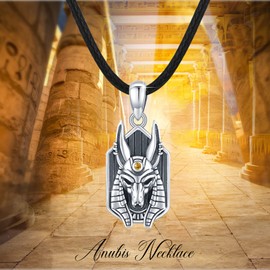 YEESIA Egyptian Anubis Necklace 925 Oxidised Silver Anubis God of the Underworld Necklace Amulet Necklace, Sterling Silver