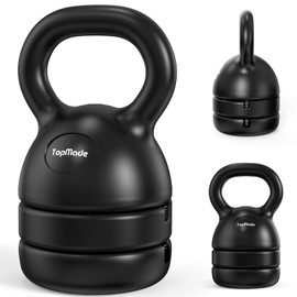 TopMade Adjustable Kettlebell Weights Set Cast Iron Exercise Fitness Kettle Ball Grip 5, 8, 9,12lb Free Weight Men Women Kettlebells for Home Gym Workout Ballistic, Core,Strength Training (Black-12lb)