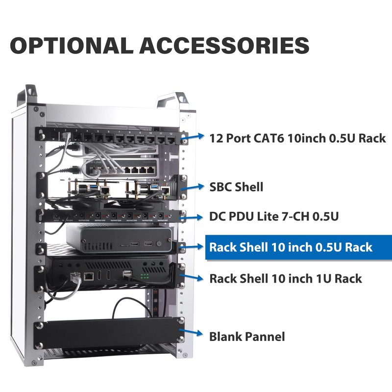 GeeekPi RackMate Accessories Rack Shell 10 Inch 0.5U Rack Shelf,