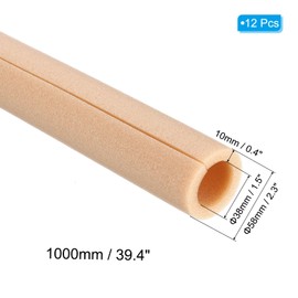 PATIKIL 39.4"Lx1.5"IDx0.4"T Pipe Insulation Foam Tube, 12Pcs Insulating Foam Pipe Covers Heat Preservation for Plumbing Water AC Pipe Sprinkler Spigot, Brown