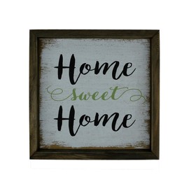 CVHOMEDECO. Primitives Distressed Home Sweet Home Shadow Box Frame Wall Mounted Hanging Decor Art, 9-3/4 x 9-3/4 Inch