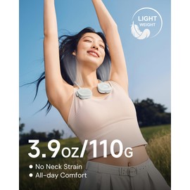 BENEUNDER Portable Neck Fan, 3.9oz Mini Small Personal Fan with Rechargeable Battery, 8000RPM Turbo Cooling, Ultra-Lightweight for Travel, Outdoor, Office & On-the-Go, Hair-Safe Design