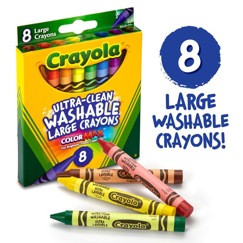 Crayola Ultra Clean Large Washable Crayons, School Supplies, 8 Count