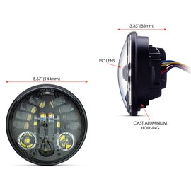 Alchemy Parts High-Performance LED Motorbike Headlight Insert with Optional Built In Indicators - for 5 ¾ inch Headlight Upgrade