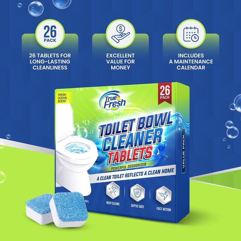 True Fresh Toilet Bowl Cleaner Tablets 26 Pack – Deodorizer