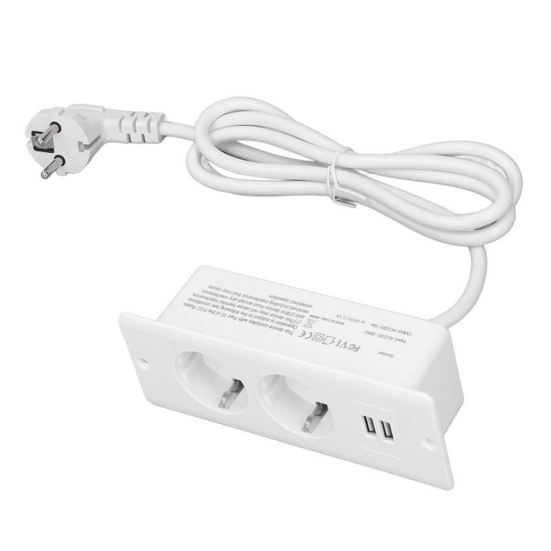 Embedded Power Outlet 2 USB 2 10A Ports Recessed Desk