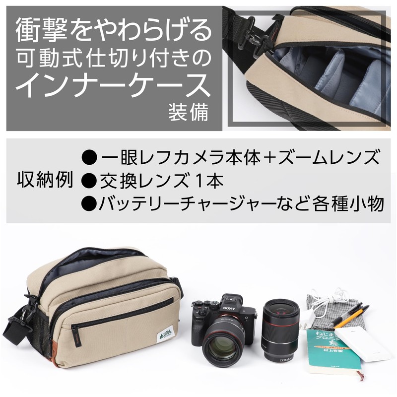 Kenko 574210 Shoulder Bag LOGOS Canvas Shoulder Bag, Khaki M-KH,
