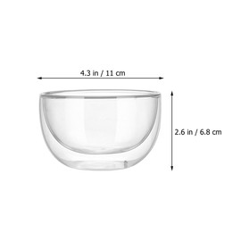 Cabilock 2 Pcs Double Glass Bowl Salad Serving Utensils Clear Glass Bowls Clear Tea Cup Crystal Coffee Glass Ice Cream Bowls Double Insulated Coffee Mugs High Borosilicate Glass Food Bowl