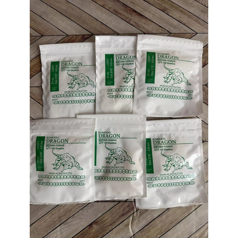 American Orthodontics 6 American Orthodontics Elastics Komodo Dragon Light 2.5oz