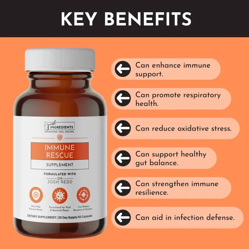 Just Ingredients Immune Rescue Supplement – Daily Support for Immunity,