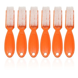 SQULIGT 6Pcs Nail Brush for Cleaning Fingernails, Handle Grip Cleaning Brush for Nail and Toenail, Nail Dust Brush Manicure Pedicure Tools Scrubbing Brush Women Men Home Salon(Orange)