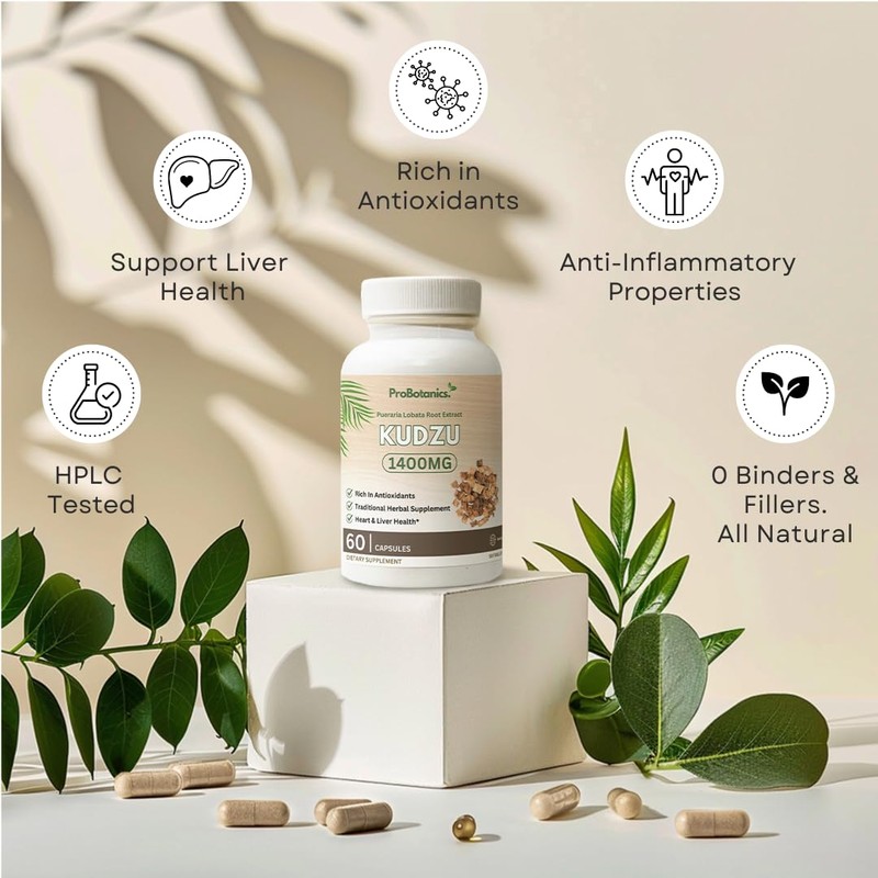 Kudzu Capsules 1400mg (Pueraria Lobata Root) | 40% Isoflavones Content