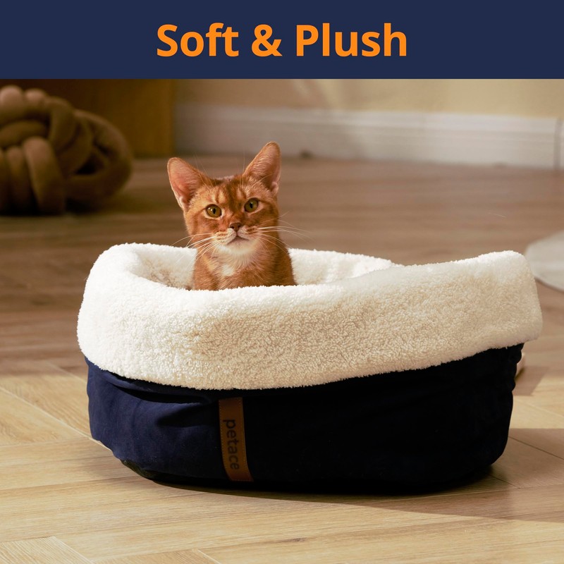 Petace Self Warming Cat Bed, 17.7" x 13.7" Anti-Slip Soft