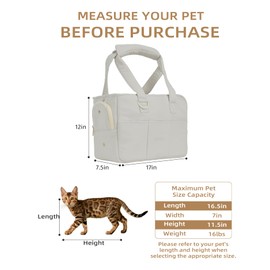 ONECUTE Dog Carrier for Small Dogs Rabbit cat with Large Pockets, Cotton Bag, Dog Carrier Soft Sided, Collapsible Travel Puppy Carrier (Grey, 17" L x 7.5" W x 12" H)