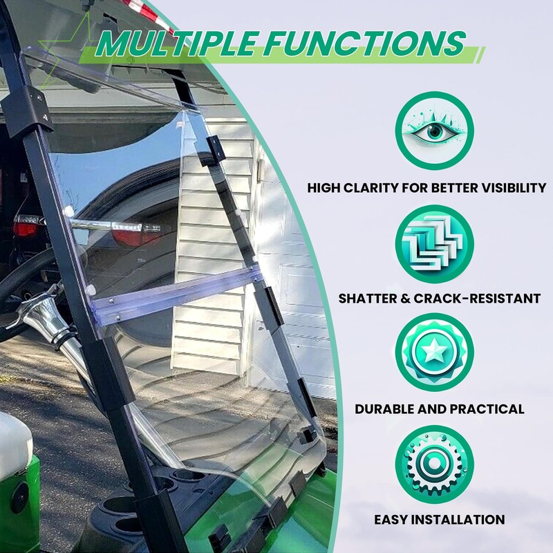 KUAFU Clear Windshield Compatible with 2000.5 - UP Golf Cart