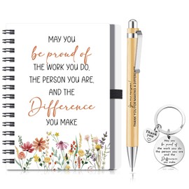 Sinmoe 3 Pcs Thank You Gifts for Colleagues Women Leaving Gifts Include Motivational Notebook, Inspirational Ballpoint Pen and Keyring for Men Teacher Employee Coworker(Be Proud)