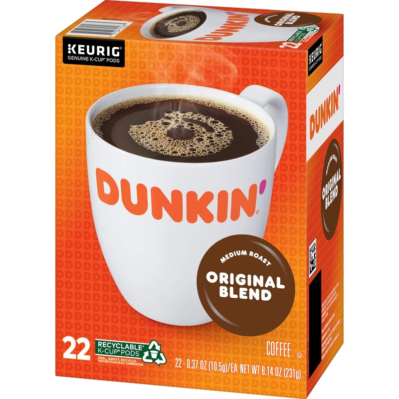 Dunkin' Original Blend Medium Roast Coffee, 22 K Cups for