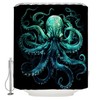 Octopus Shower Curtain Green Octopus Tentacles Ocean Vintage Sea Wildlife