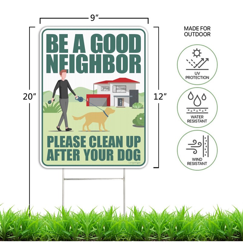 Clean Up After Your Dog Signs 2 Pack 12"x9" with