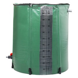 Collapsible Rain Barrel, 50 Gallon Portable Rainwater Collection System, Rain Catcher Barrel with Volume Scale Mark, Spigots and Overflow Kit, Rain Water Barrel Collector for Garden, Green