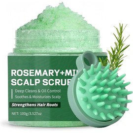 Scalp Scrub Rosemary Oil Hair Scrub for Dry Scalp 100g, Mint Scalp Exfoliator for Deep Cleansing and Hair Care, Promote Hair Growth, Hair Scalp Treatment Nourishing with Scalp Massager