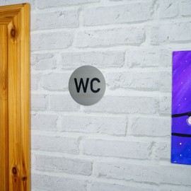 Safety Sign "WC Damen Herren", Pack of 2, Diameter 100 mm, Design 2, 0.8 mm Thick Aluminium Sign, Sign for Gluing, Toilet Door Sign for Indoor and Outdoor Use, Guest Toilet Sign, Toilet Sign