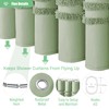 Dynamene Sage Green Fabric Shower Curtain, Tufted Chenille Striped Textured